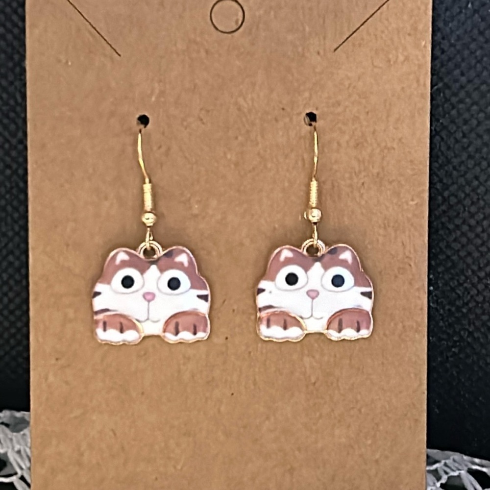 Cute Colorful cat dangle earring